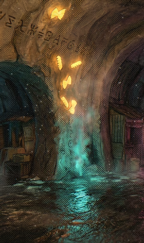 The tunnels underneath, where a paper sign reads THE KITCHEN IS ALWAYS HIRING.